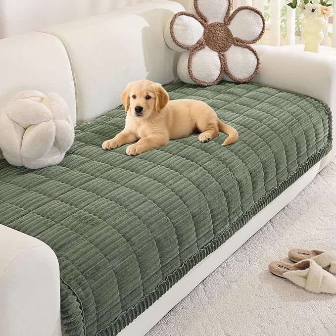 Royhom Couch Cover for Dogs Washable, Soft Thick Pet Couch Covers for Sofa, Pawcart Couch Protector Pet Friendly, Furniture Covers Dog Mat for Couches and Sofas (Green, 35.4 x 63 Inch)