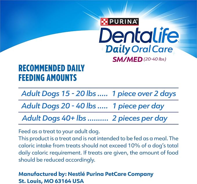 Purina DentaLife Daily Oral Care Dog Dental Chews for Small and Medium Breed Dogs - 120 ct.