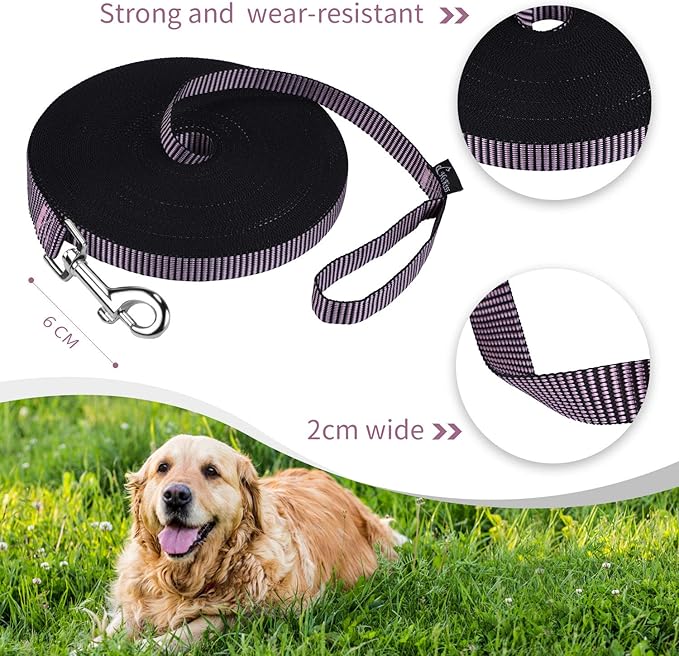Hi Kiss Dog/Puppy Obedience Recall Training Agility Lead - 15ft 20ft 30ft 50ft 100ft Training Leash - Great for Training, Play, Camping, or Backyard(50ft,BL+PK)