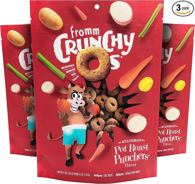 Fromm Crunchy Os Pot Roast Punchers Dog Treats - Premium Crunchy Dog Treats - Beef Recipe - Pack of (3) 6 oz Bags