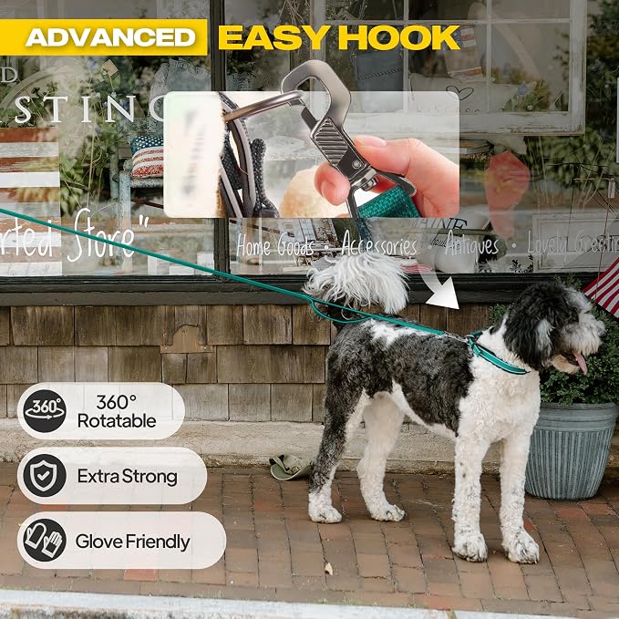 Fida 10ft Heavy Duty Dog Leash with 2 Comfortable Padded Handles, Traffic Handle & Advanced Easy Snap Hook, Reflective Walking Lead for Large, Medium & Small Breed Dogs, Teal