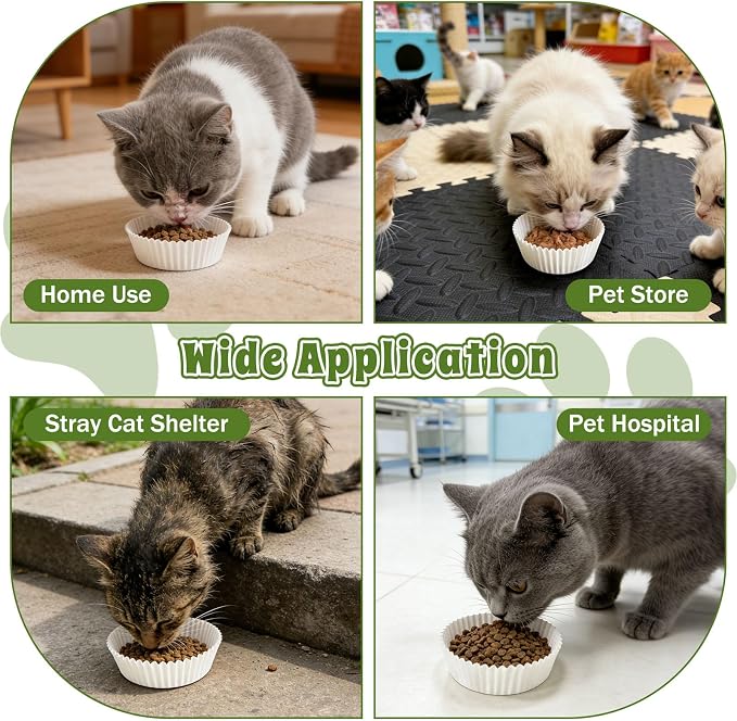 600 Pcs Pet Disposable Feeding Bowls Liner Bulk, Upgraded Thickened Disposable Cat Food Bowls Liner for Small Dogs Cats Dish, Dry & Wet Food Feeding Station