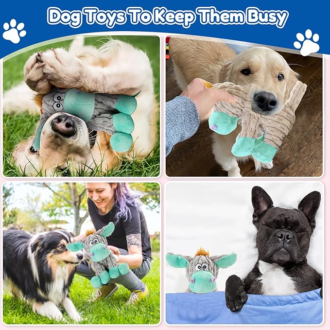 loncoldy Dog Toys, Interactive Dog Squeaky Toys, Tough Crinkle Stuffed Animal Chew Toy for Small, Medium, Large Breeds, Plush Toy to Keep Them Busy, Pet Toys for Dogs