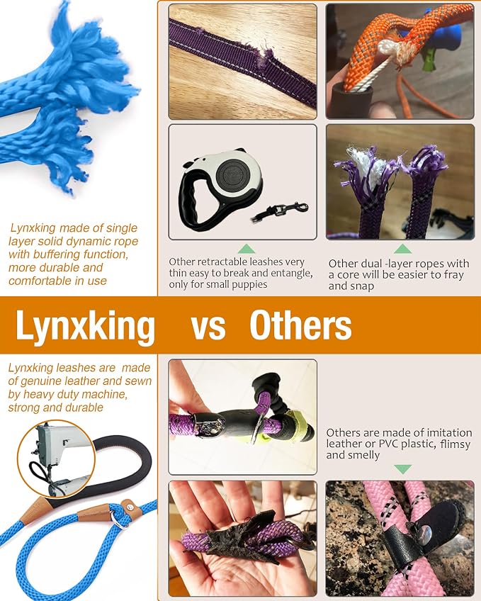 lynxking 5 FT Dog Leash Slip Lead 2 Pack Strong Heavy Duty Braided Dog Training Leash No Pull Training Lead Leashes for Medium Large and Small Dogs