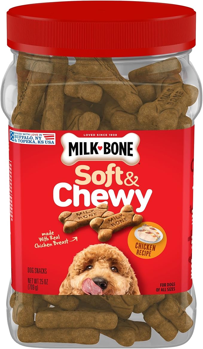 Milk-Bone Dog Treats Bundle: Original Biscuits for Medium Dogs 10 Pounds + Soft & Chewy Chicken 25 Ounce