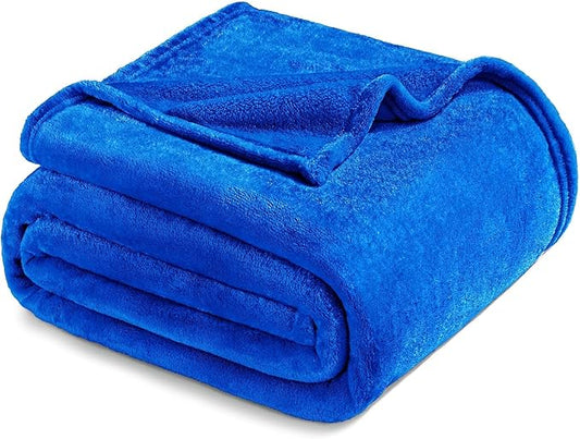 Exclusivo Mezcla Fleece Blanket Twin Size for Bed, Super Soft and Warm, All Season, Cozy, Plush, Lightweight, 90x66 Inches, Cobalt Blue