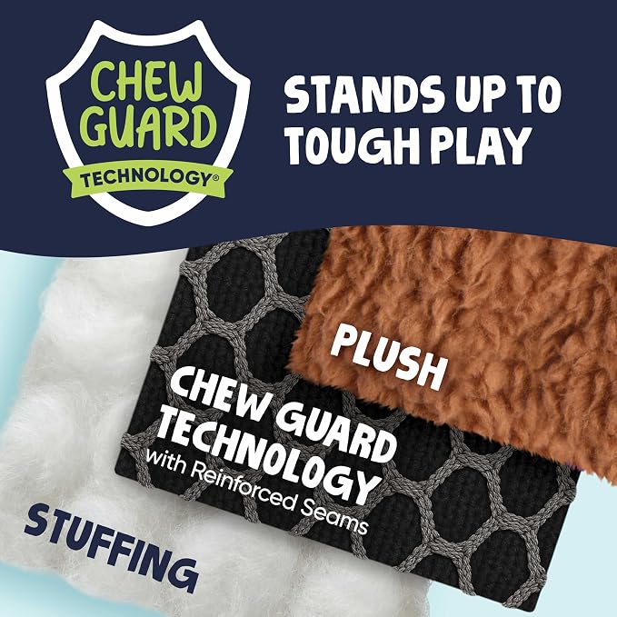 goDog Dinos Bruto Checkers Tough Plush Toy with Chew Guard Technology, Durable Checkered Fabric & Squeaker for Active Play, Purple, Large