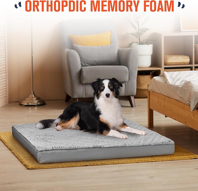 Simple Trending Orthopedic Dog Bed for Large Dogs, Egg Crate Foam & Removable Cover, Washable Pet Bed, 36 x 27 Inch, Gray