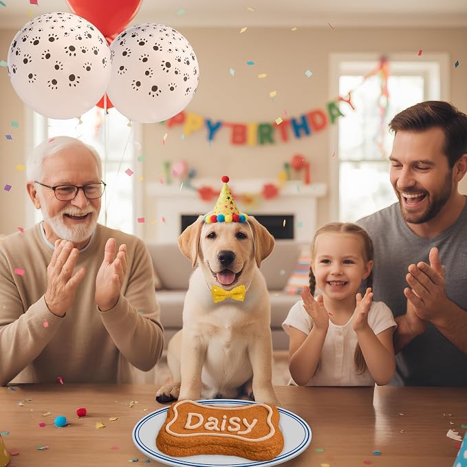 BoneItUp Dog Birthday Cake Kit - Bake Birthday Cakes for Dogs - Dog Party Supplies Set with - Large Cake Mold, 3 Vet-Backed Cake Recipes, 2 Drawing Pens, 10 Balloons, Birthday Hat & Bow