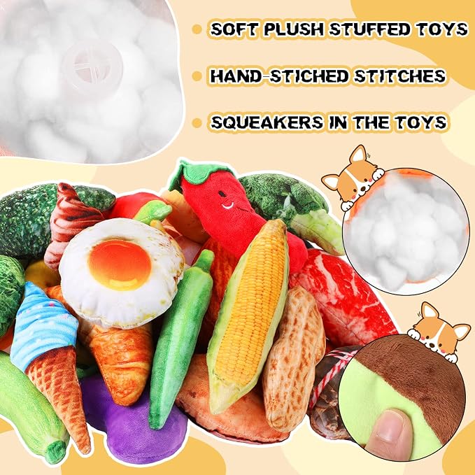 Hungdao 80 Pcs Dog Squeaky Toys Bulk for Small Dog Cute Plush Stuffed Puppy Chew Teething Toys Pet Bundle Easter Gift for Chewing Cleaning & Interactive Play(Cute Style)