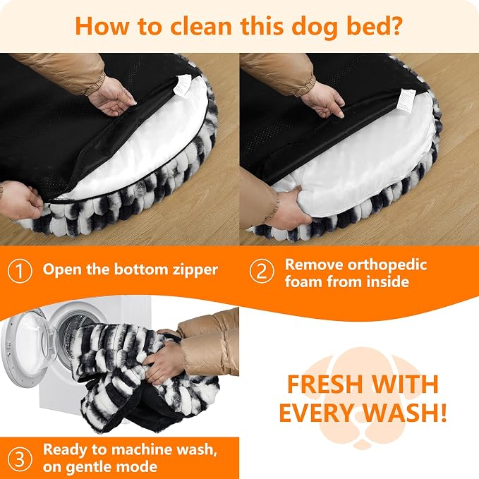 Dwanton Orthopedic Dog Bed for Medium Dogs with Gel Memory Foam, Waterproof Dog Sofa, Washable Pet Bed with Four Sided Bolster Cushion, Removable Cover & Non-Slip Bottom, 36", Tie-dye Grey