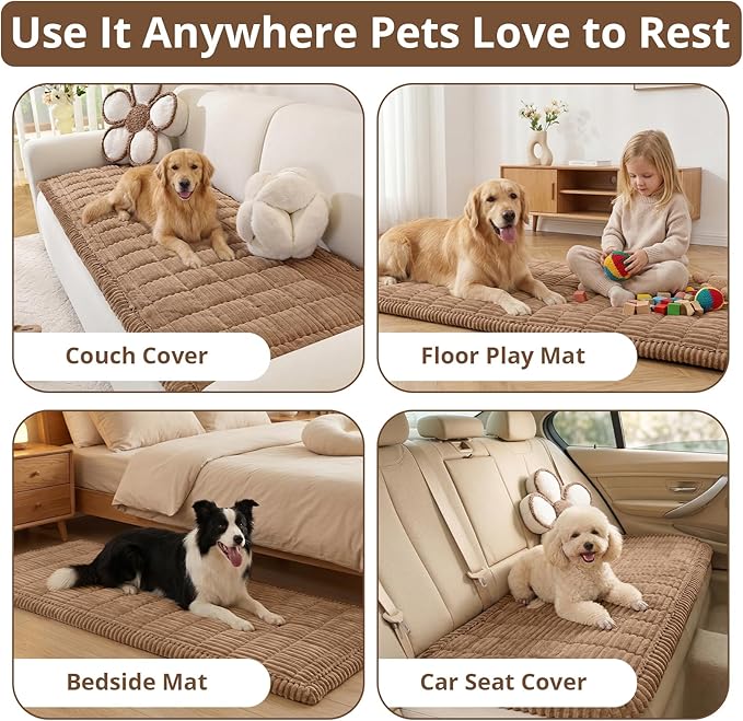 OstepDecor Couch Cover for Dogs, Washable Non Slip Sofa Cover for Pets, Soft Couch Covers for Sofa, Loveseat and Sectional, Furniture Protector Against Pet Hair & Scratches (27.6" x 27.6", Brown)