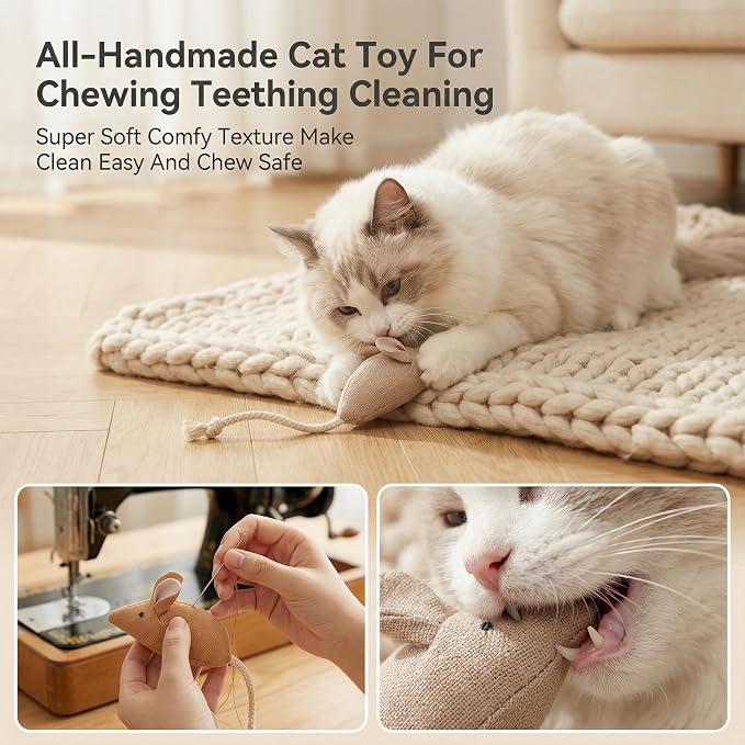 Catnip Mice Toys for Cats, 6PCS Small Interactive Fabric Mouse Toys for Indoor Adult Cats & Kittens, Encourages Chasing, Chewing, Cuddling, Kicking & Play, Kitty Exercise & Fetch Toy