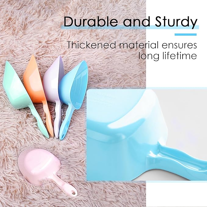 Melamine Pet Food Measuring Scoop, 1 Cup 1/2 Cup 1/4 Cup with Clear Measurement Lines for Dog, Cat, Bird, and Rabbit, Durable, Ergonomic Handle, Dishwasher safe-Baby Blue & Baby Pink