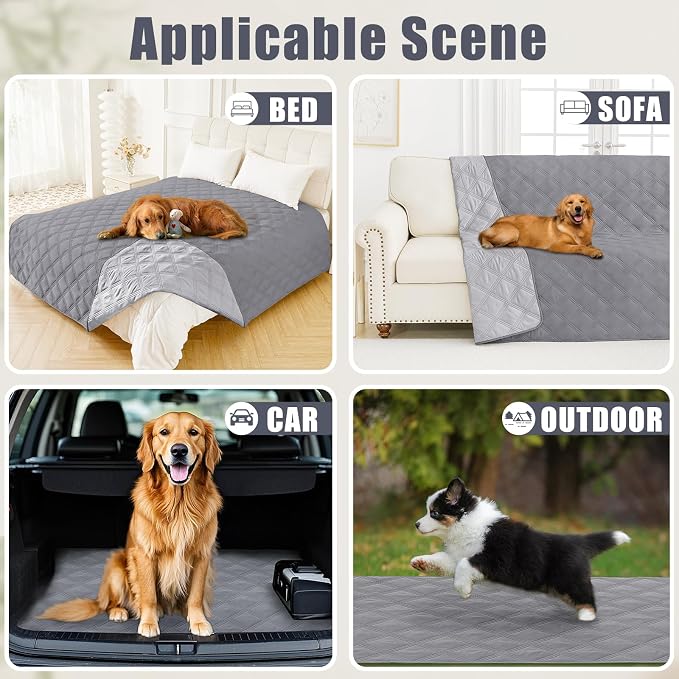 Smiry Waterproof Dog Bed Cover Blanket 30x82, Soft Reversible Pet Blanket, Washable Leakproof Cats Dogs Couch Cover for Sofa, Couch, Furniture, Lattice, Grey/Light Grey