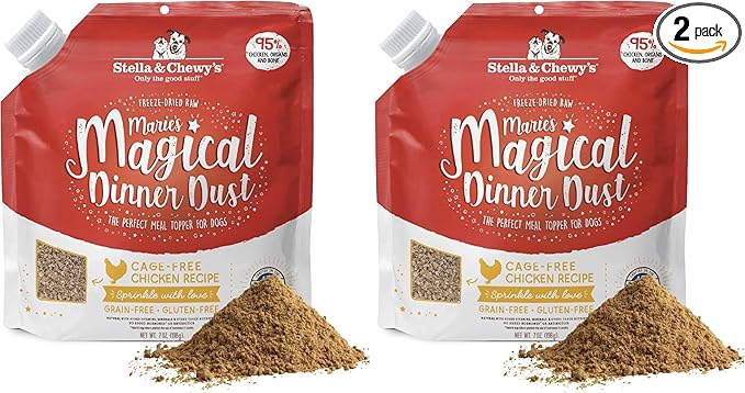 Stella & Chewy's Freeze-Dried Raw Marie's Magical Dinner Dust - Premium Chicken Dog Food Topper with Organic Fruits & Vegetables - Perfect for Picky Eaters - 7oz,(Pack of 2)