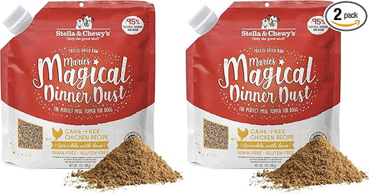 Stella & Chewy's Freeze-Dried Raw Marie's Magical Dinner Dust - Premium Chicken Dog Food Topper with Organic Fruits & Vegetables - Perfect for Picky Eaters - 7oz,(Pack of 2)