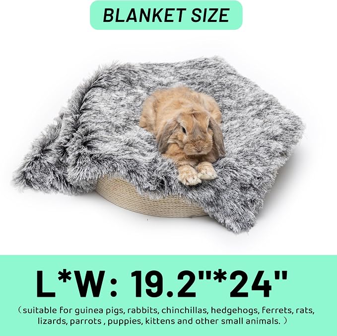 Guinea Pig Blankets 4 Pack, Warm Cozy Pet Cage Accessories for Guinea Pig Hedgehog Rabbit Hamster Chinchilla Ferret Small Animals, Fleece Cage Liners Bedding Mat Washable for Cold Weather