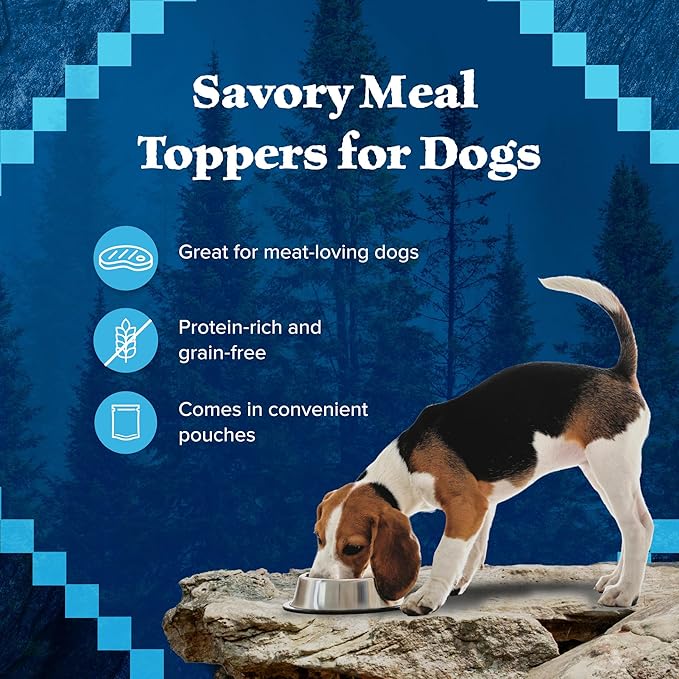 Blue Buffalo Wilderness Trail Toppers Wild Cuts Chicken & Beef Variety Pack, Natural Wet Dog Food Made with Natural Ingredients, Protein-Rich & Grain-Free Recipes, 3-oz. Each (12 Pouches)