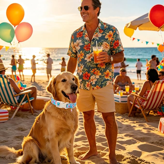 Unique style paws Dog Collar Plastic Buckle with Pendant Puppy Collar for Spring Summer Swimsuit Beach Party for Small Medium Large Boys Girls Dogs