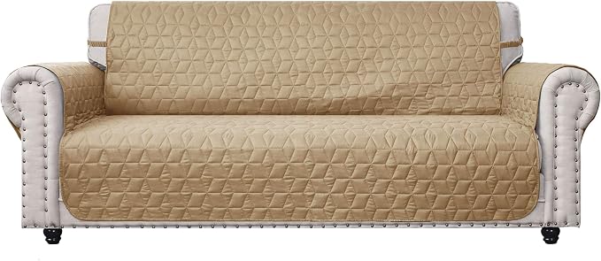 Ameritex Couch Sofa Slipcover 100% Waterproof Nonslip Quilted Furniture Protector Slipcover for Dogs, Children, Pets Sofa Slipcover Machine Washable (Sand, 78'')
