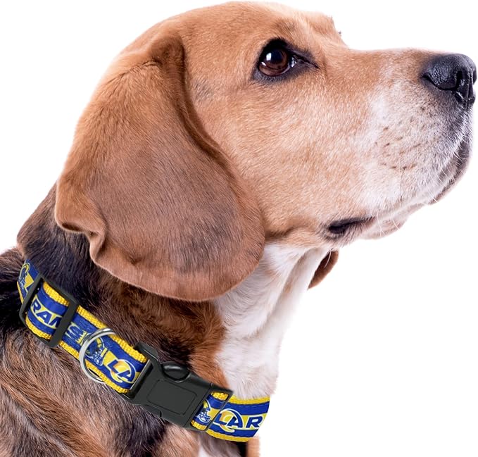 Pets First NFL Los Angeles Rams Licensed PET COLLAR, Medium - Heavy-Duty, Strong, and Durable Dog Collar. Available in 31 Football Teams and 4 Sizes