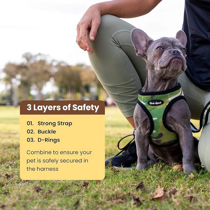 Bark Appeal Netted Step-in Dog Harness for All Sized Pets – Updated Sizing, Re-Measuring is Essential – Soft Netted Mesh – Adjustable Strap & Heavy Duty Clip – M (15.5-18” Chest), Yellow Textured