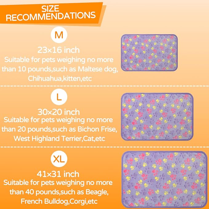 1 Pack 3 Blankets Premium Soft Fluffy Pet Flannel Blanket,Paw Printed Throw for Dogs, Cats and Puppies (Heart Set, 41×31 inch, Pack of 3)