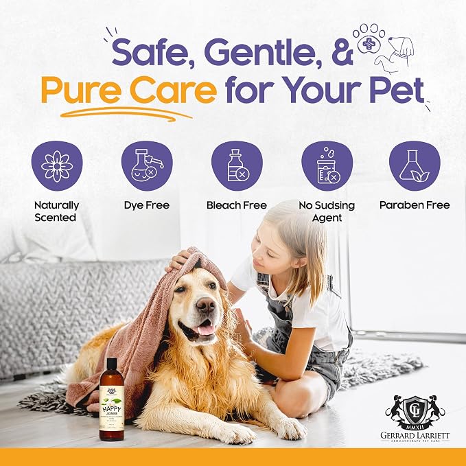 Dog Shampoo and Conditioner Itchy Skin Relief Happy Jasmine 16oz Hypoallergenic Dog Shampoo and Conditioner Sensitive Skin for Smelly Dogs, Aloe Vera & Oatmeal Puppy Soap by Gerrard Larriett
