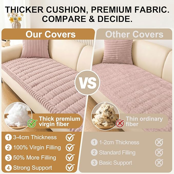 Smiry Couch Cover for Dogs, Non Slip Washable Sofa Protector for Pets, Soft Furniture Cover for Pet, Stylish Sofa Covers, Cozy Protect Against Fur, Dirt & Daily Life (Dusty Pink, 20" x 24", 2 Pack)