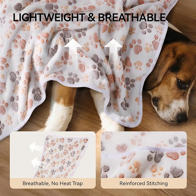 LINENLUX 1 Pack 3 Blankets Super Soft Fluffy Premium Fleece Dog Blankets for Puppy Cat Pet Blanket Flannel Throw Warm Sleep Dog Paw-3pcs 31x20 inch