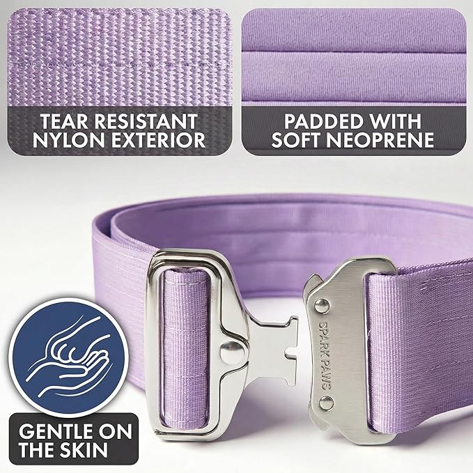 Spark Paws Tactical Dog Collar - Heavy Duty, Premium Quality, Thick and Durable for Large and Medium Dogs - Purple - L - 1.5"