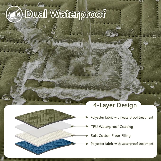 hyha Waterproof Dog Blanket, Soft Pet Bed Blankets, Waterproof Sofa Couch Cover for Dogs Washable, Reversible Pet Couch Covers for Sofa Furniture (82x102 Inch, Green/Navy Blue)