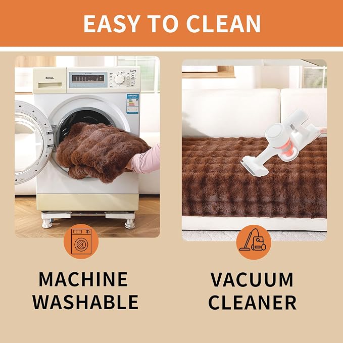 Waterproof Dog Bed Cover Non Slip Couch Covers for Dogs Washable Soft Faux Fur Sofa Cover Couch Covers for 3 Cushion Couch Sofa Pet Friendly (Brown, 24" x 24" 2 Pack)