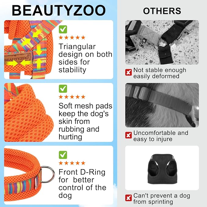 BEAUTYZOO Dog Harness for Small Dogs,No Pull Dog Harness and Leash Set,Soft Breathable Escape Proof Puppy Vest Harnessss with Handle,Lightweight Quick Fit Harness for Girl Boy Dogs Training Walking,XS