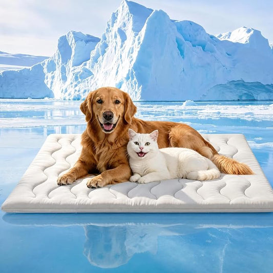 2026 Upgrade Cooling Mat for Dogs, Q-MAX>0.5 Large 39"×28" Double-Sided Arc-Chill Dog Cooling Mat (Cool & Warm), Dog Crate Pad, Portable Waterproof Washable All-Season Pet Bed Mat, Indoor & Outdoor