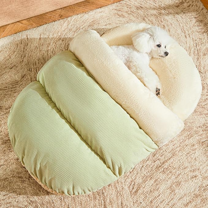Romaneco Bed for Dog and Cat, Pet Bed, Ultra Soft Cute Plush Slipper Cat Cave Bed, Anti Slip Warm Pet House Nest, Self-Warming, Ideal for Indoor Use - Fits up to 25lbs (30"X22", L, Green)