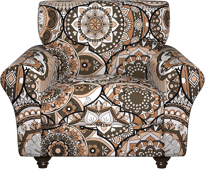 Stretch Chair Covers Armchair Couch Slipcovers 2 Piece,Washable Floral Arm Chair Sofa Covers Furniture Protector with Separate Couch Cushion Slipcover for Living Room(Armchair,Brown Texture)