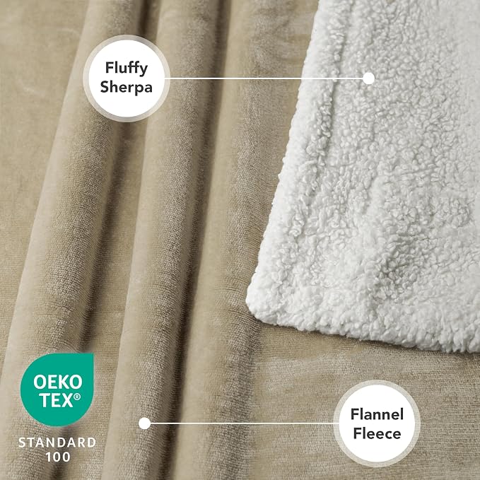 PetAmi Waterproof Dog Blanket for Couch, Extra Large 80x60, Pee Proof Sherpa Fleece Reversible Pet Throw, Furniture Protector for Bed Sofa Crate Kennel, Soft Washable Cover for Dog Cat, Taupe