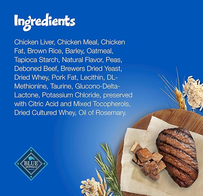 Blue Buffalo Bursts Delish Liver & Beef Crunchy & Creamy Cat Treats, Great for Training, Real Chicken Liver Natural Cat Treats Enhanced with Vitamins, Minerals & Other Nutrients, Tub 12 oz.