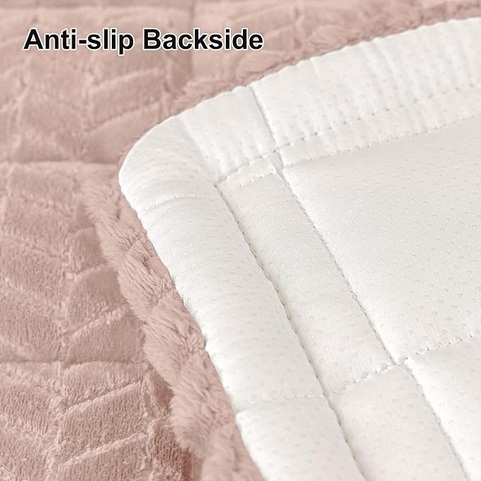 Smiry Couch Cover for Dogs, Non Slip Fuzzy Pet Sofa Covers Washable for 2-3 Cushion Couch, Soft Thick Furniture Protector for Cats Dogs, Against Fur, Dirt, Scratch Resistant (Dusty Pink, 35.4"x63")