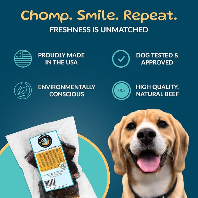 TREATOPIA Adventure Dynamo Beef Marrow Dog Bones 3” (6 Pack), Long-Lasting Natural Chews, Center-Cut Single Ingredient Treats, Slow-Roasted, Hand-Trimmed, Made in USA, No Additives or Fillers