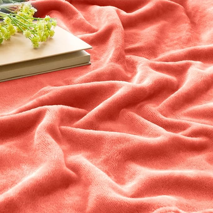 BEDELITE Fleece Blanket Coral Red Throw Blankets for Couch & Bed, Luxury Plush Cozy Fuzzy Blanket 50x60 inches, Super Soft Warm Lightweight Throw Blanket for Travel Camping