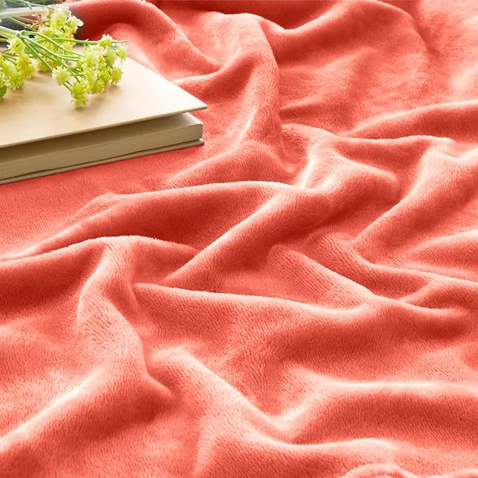 BEDELITE Fleece Blanket Twin Size Coral Red Throw Blankets for Couch & Bed, Luxury Plush Cozy Fuzzy Blanket 60x80 inches, Super Soft Warm Lightweight Throw Blanket for Travel Camping