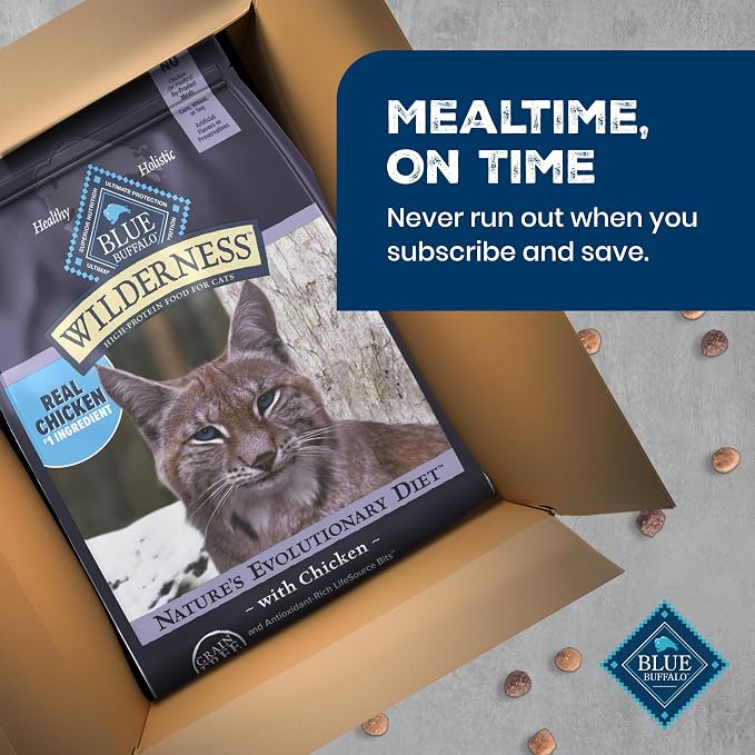 Blue Buffalo Wilderness Chicken Natural High-Protein Grain-Free Dry Food for Adult Indoor Cats, Real Chicken First, Antioxidant-Rich LifeSource Bits Support Immunity, Promotes Strong Muscles, 11 lbs.