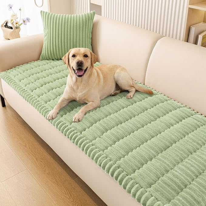 Smiry Couch Cover for Dogs, Non Slip Washable Sofa Protector for Pets, Soft Furniture Cover for Pet, Stylish Sofa Covers, Cozy Protect Against Fur, Dirt & Everyday Messes (Green, 27.6" x 82.7")