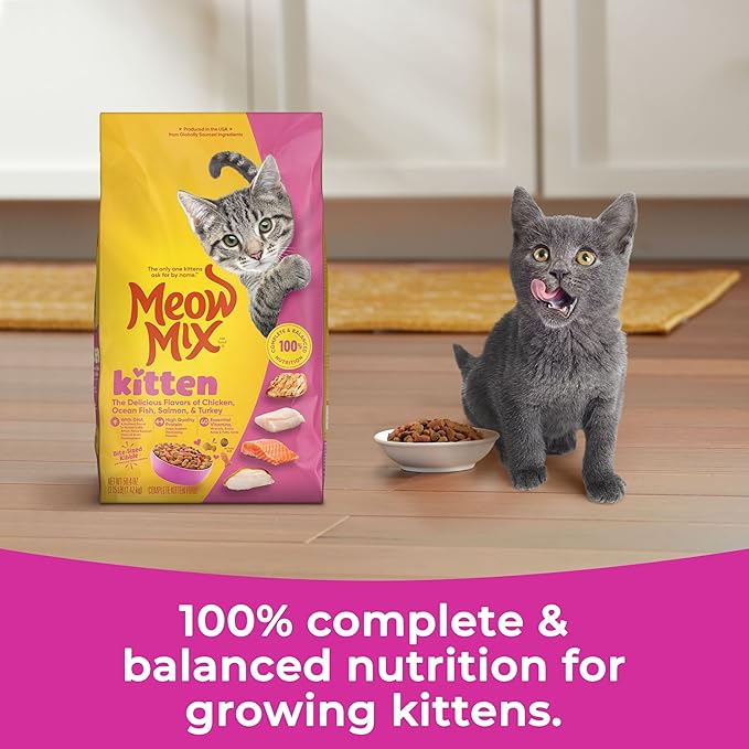 Meow Mix Kitten Li’l Nibbles Dry Cat Food for Kittens, 3.15 Pound Bag (Case of 4)