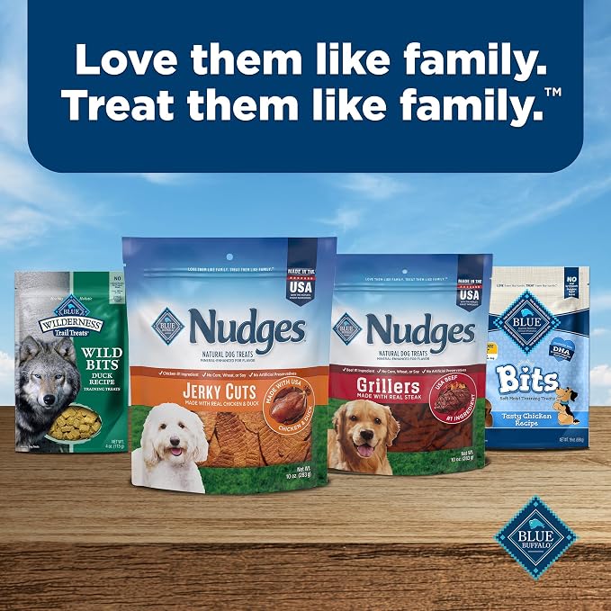 Blue Buffalo Nudges Jerky Cuts Natural Dog Treats, Duck, 10oz (Pack of 6)