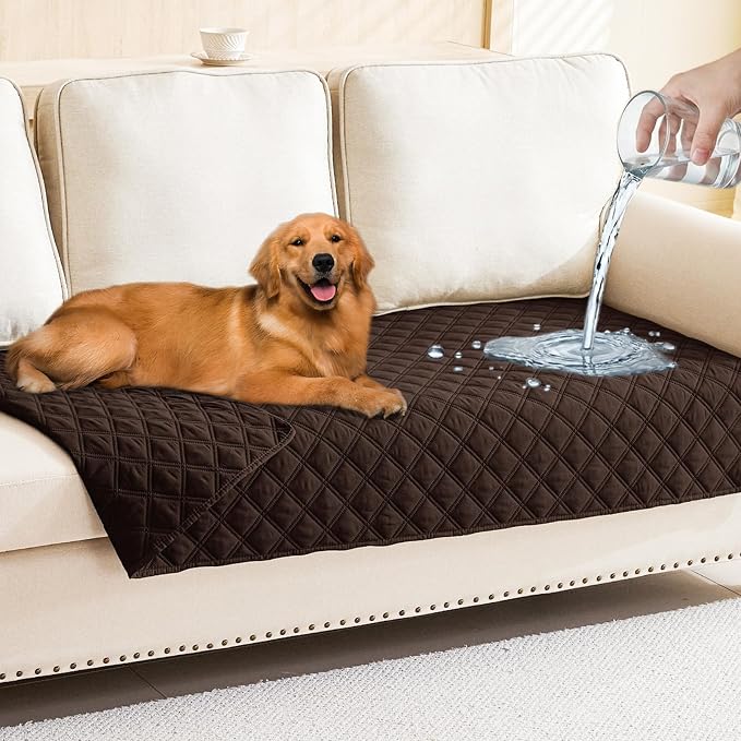 Smiry Waterproof Dog Bed Cover Pet Blanket, Soft Washable Dog Blanket for Furniture Bed Couch Sofa Reversible, Checkered (30"x70", Chocolate/Chocolate)