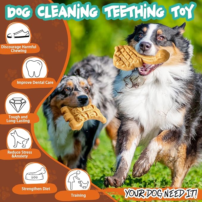 Fuufome Dog Chew Toys, 2 Pack | Aggressive Chewers, Indestructible, Large Breed Dogs, Tough Nylon Teething Toy